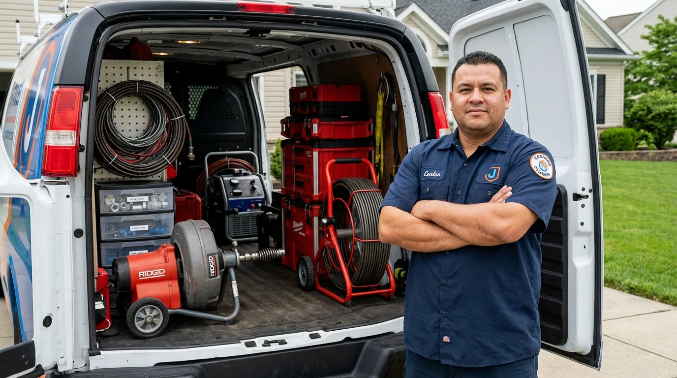 Professional drain cleaning equipment and Johns Plumbing LLC plumber in Daytona Beach