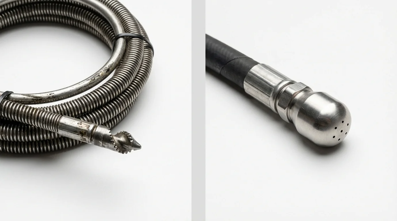 Drain snake cable and hydro jetting nozzle used for drain cleaning in Daytona Beach, FL