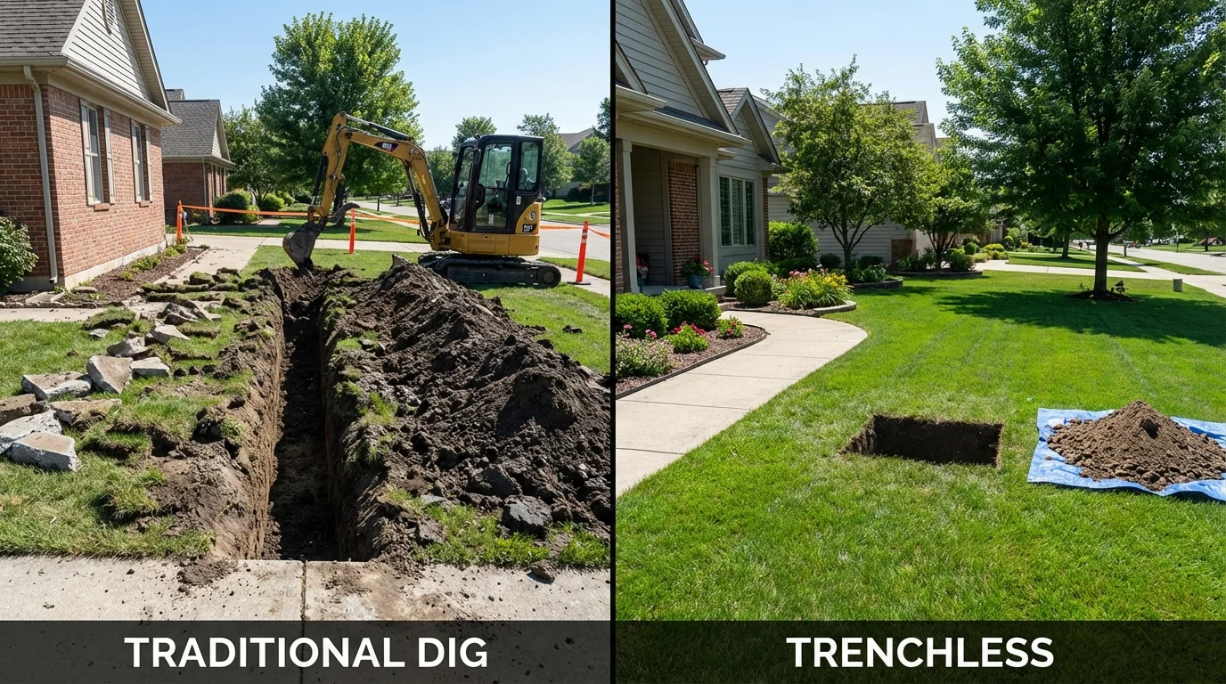 Trenchless sewer repair with minimal yard damage versus traditional excavation in Daytona Beach, FL